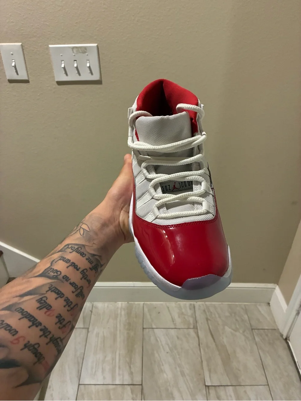 Jordan Men’s Sneakers in Red, White, and Gray